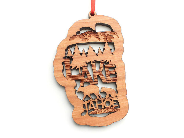 Lake Tahoe Engraved Text Ornament - Nestled Pines