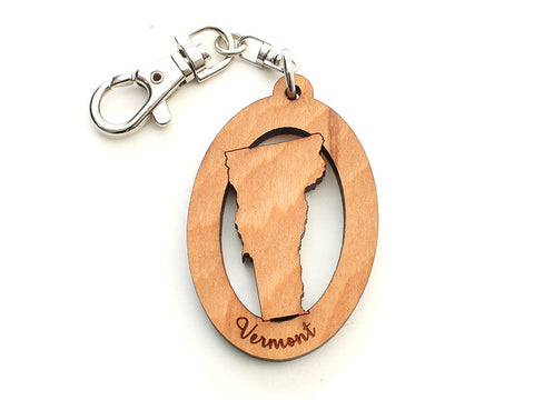 Northshire Bookstore Vermont State Shape Custom Key Chain - Nestled Pines