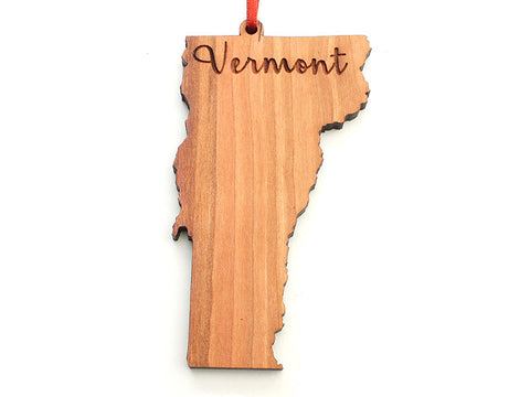 Northshire Bookstore Vermont State Shape Custom Engraved Ornament - Nestled Pines