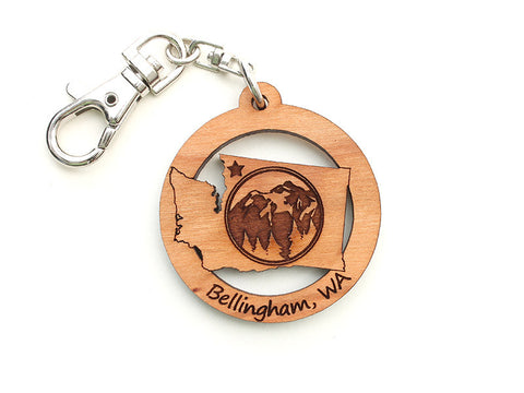 Village Books Washington State Mountain Custom Key Chain - Nestled Pines