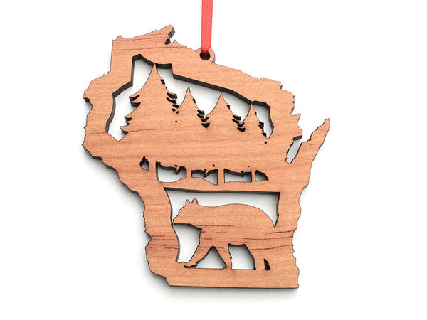Wisconsin State Bear Insert Ornament - Nestled Pines