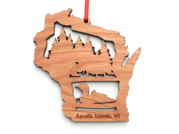 Apostle Island NLS WI Loon Cut Out Ornament - Nestled Pines