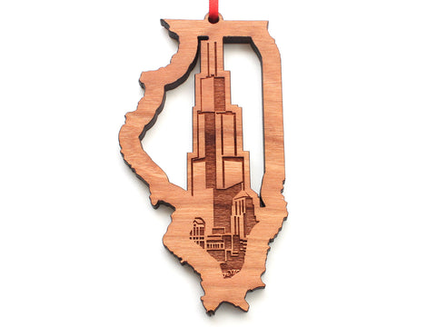 Willis Tower Illinois State Shape Insert Ornament