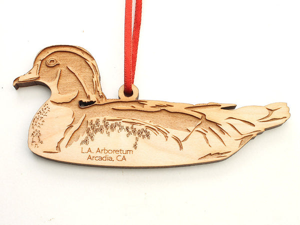 L. A. Arboretum Wood Duck Custom Engraved Ornament - Nestled Pines